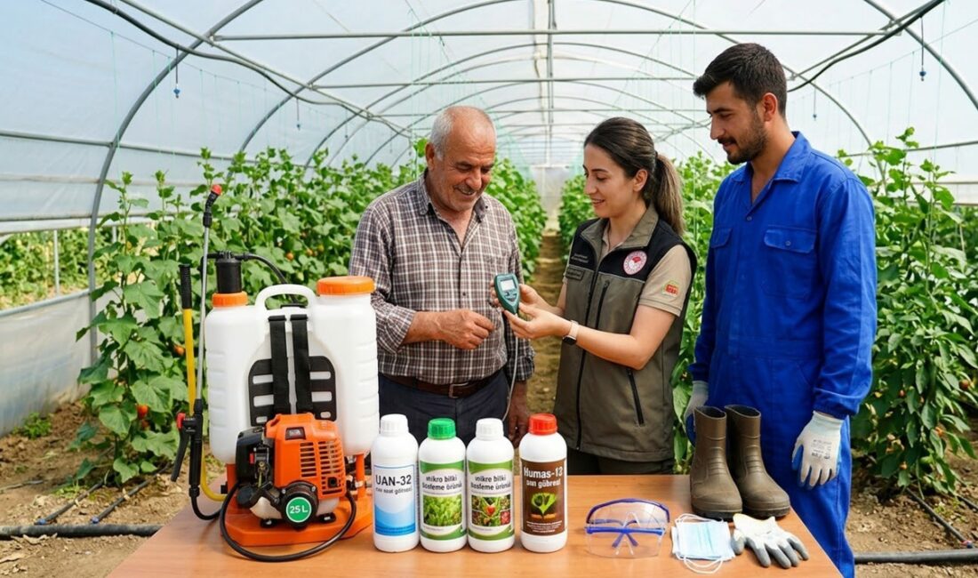 Kırıkkale’de sera üretimini geliştirmek amacıyla yürütülen proje kapsamında üreticilere pülverizatör,