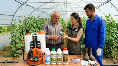Kırıkkale’de sera üretimini geliştirmek amacıyla yürütülen proje kapsamında üreticilere pülverizatör,